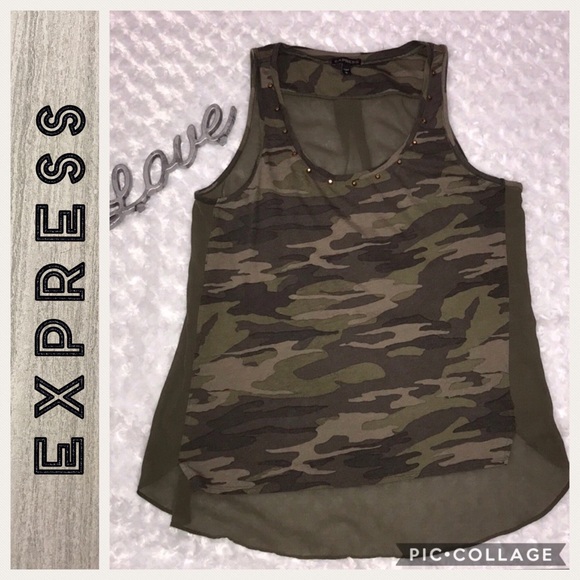 Express Tops - Express 👚Camouflage 👚sleeveless Shirt (Large)